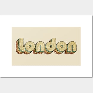 London // Vintage Rainbow Typography Style // 70s Posters and Art